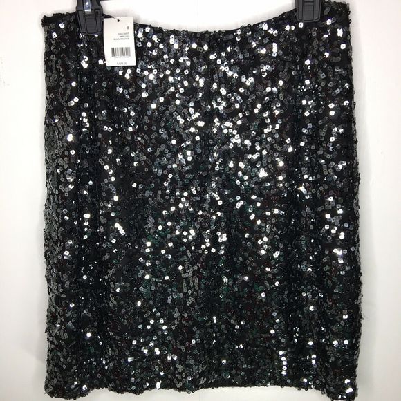 Tahari Black Sequin Dani Skirt Size 8 - Picture 3 of 7
